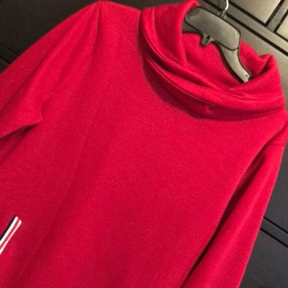 Red Cowl Neck Sweatshirt Tunic - Size Medium - Picture 3 of 8